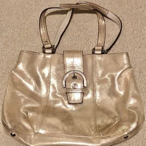 Coach Soho East West champagne gold shimmer tote